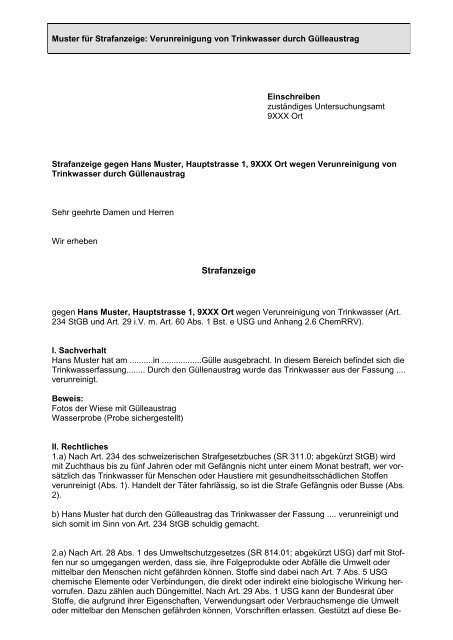 Verunreinigung von Trinkwasser durch GÃ¼lleaustrag (7 kB, PDF)