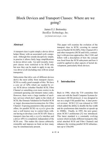 Block Devices and Transport Classes - The Linux Kernel Archives