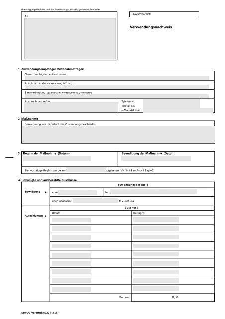 Formular Verwendungsnachweis ( 105 KB) - Umweltbildung in Bayern