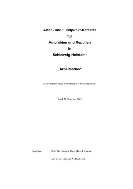 Arten- und Fundpunkt-Kataster - Schleswig-Holstein