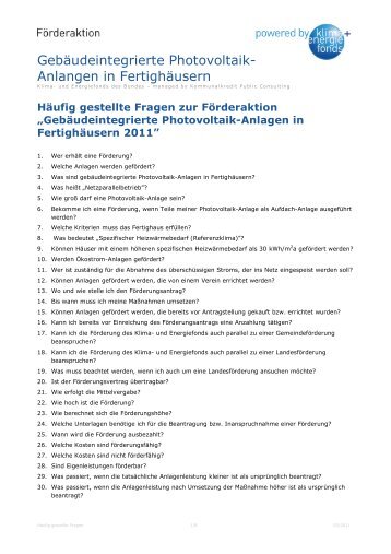 Gebäudeintegrierte Photovoltaik - Klima- und Energiefonds