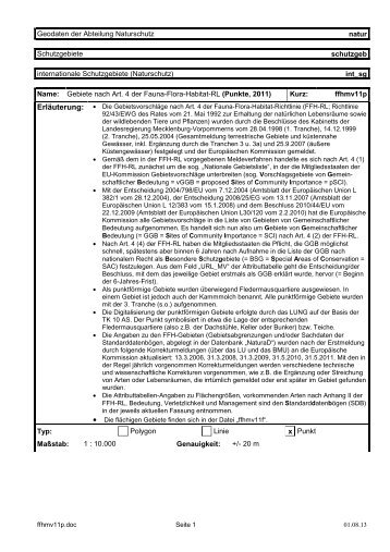 Metadatendokumentation FFH-GIS-Daten - Kartenportal Umwelt M-V