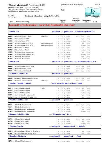 Sortimentsliste - Werner Lauenroth