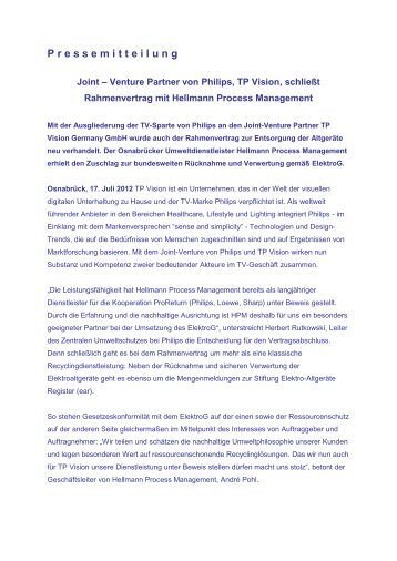 Entwurf Pressemitteilung - Hellmann Process Management