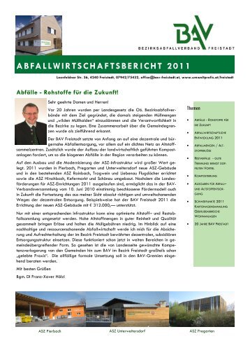 ABFALLWIRTSCHAFTSBERICHT 2011 - Umweltprofis