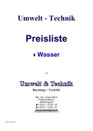 28.1 Preisliste Wasser - Umweltundtechnik.de