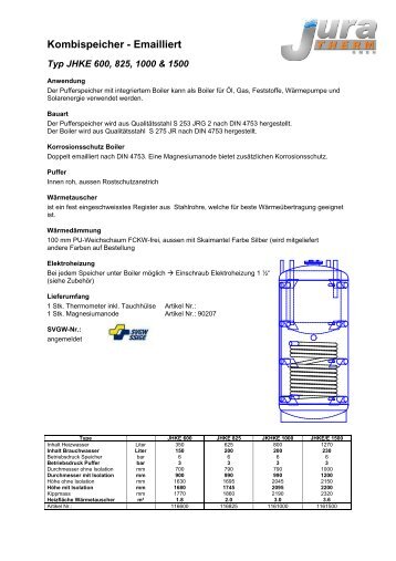 Kombispeicher - Emailliert