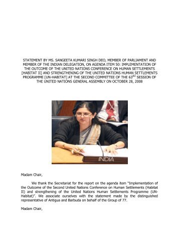 statement by ms. sangeeta kumari singh deo, member of parliament ...