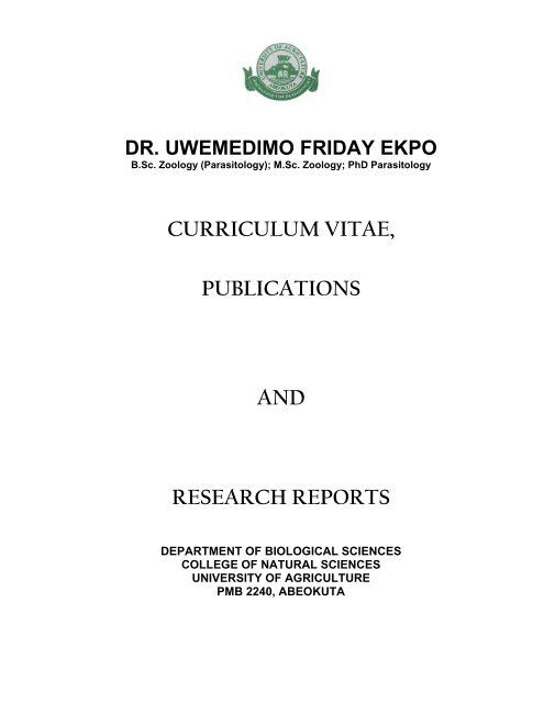 curriculum vitae, publications and research reports - The Federal ...