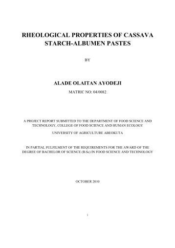 rheological properties of cassava starch-albumen pastes