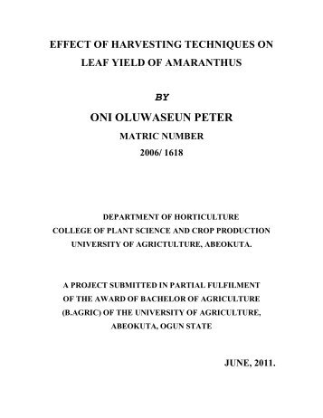 by oni oluwaseun peter - The Federal University of Agriculture ...