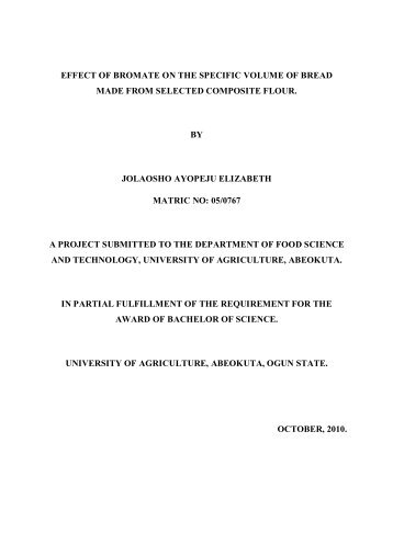 EFFECT OF BROMATE ON THE SPECIFIC VOLUME OF BREAD ...