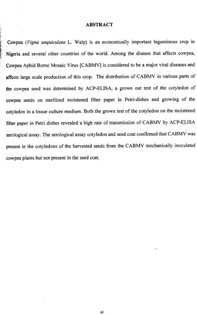 TRANSMISSION OF COWPEA APHID BORNE MOSAIC VIRUS ...