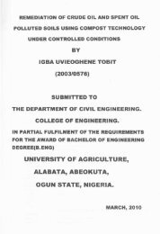 remediation of crude oil and spent oil polluted soils using compost ...