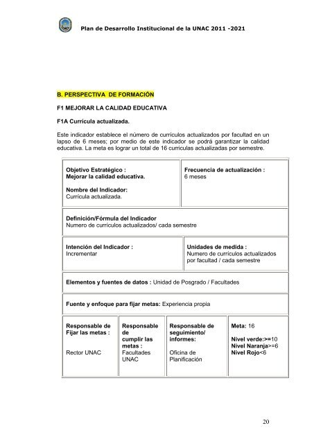 plan de desarrollo institucional 2011 - 2021 - Universidad Nacional ...