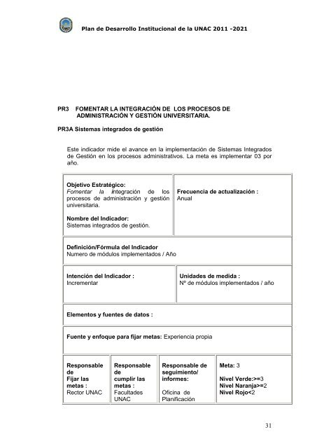 plan de desarrollo institucional 2011 - 2021 - Universidad Nacional ...