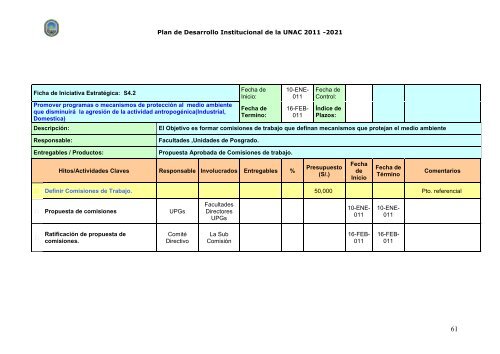 plan de desarrollo institucional 2011 - 2021 - Universidad Nacional ...