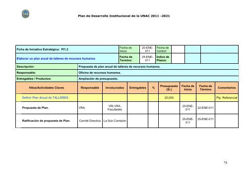 plan de desarrollo institucional 2011 - 2021 - Universidad Nacional ...