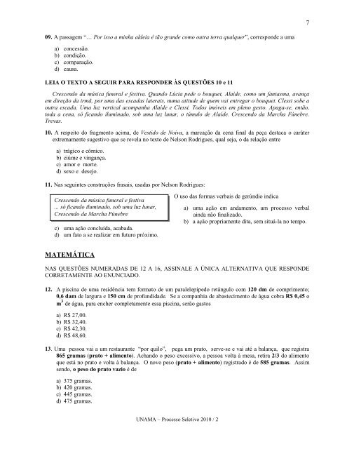 Prova PSU 2010.2 - Unama