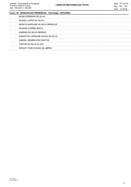 Aprovados Unama 2013/2 - Vestibular Brasil Escola