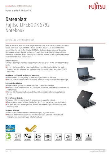 Datenblatt Fujitsu LIFEBOOK S792 Notebook