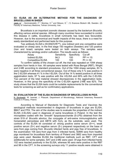 Brucellosis 2003 proceedings - PHIDIAS