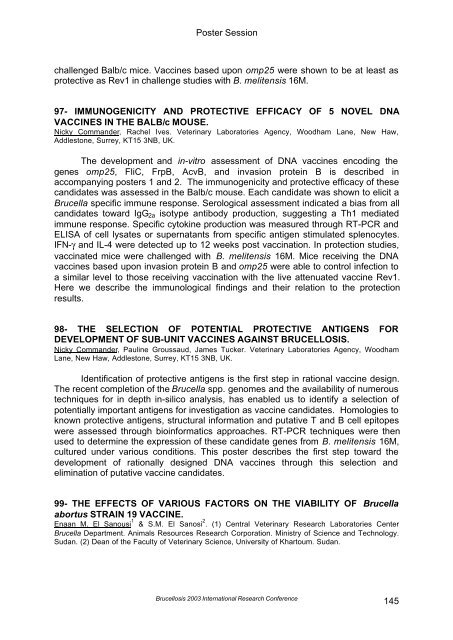 Brucellosis 2003 proceedings - PHIDIAS