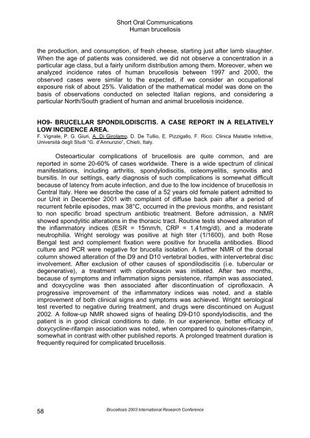 Brucellosis 2003 proceedings - PHIDIAS