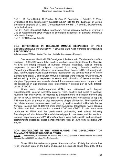 Brucellosis 2003 proceedings - PHIDIAS