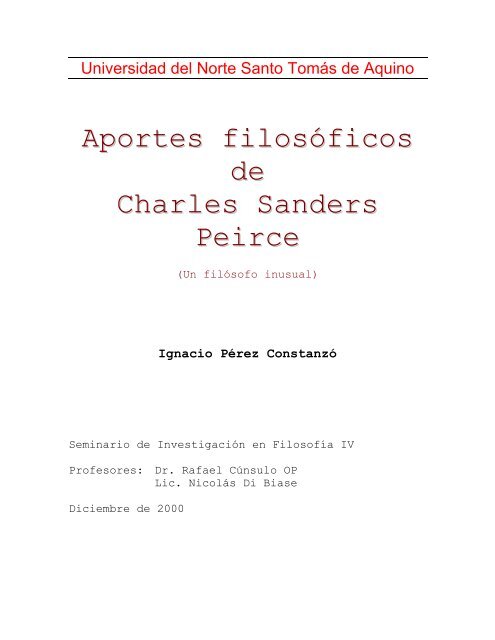 Aportes filosÃ³ficos de Charles Sanders Peirce - Universidad de ...