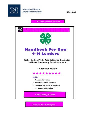 Handbook for New 4-H Leaders - University of Nevada Cooperative ...