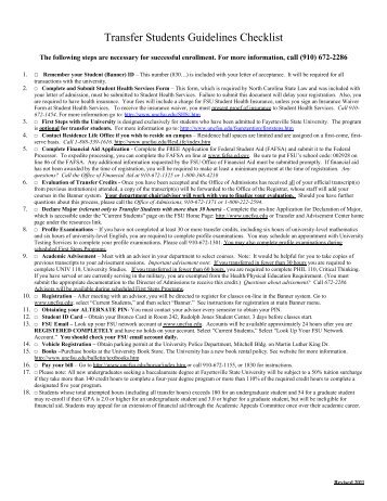 Transfer Students Guidelines Checklist - Fayetteville State University