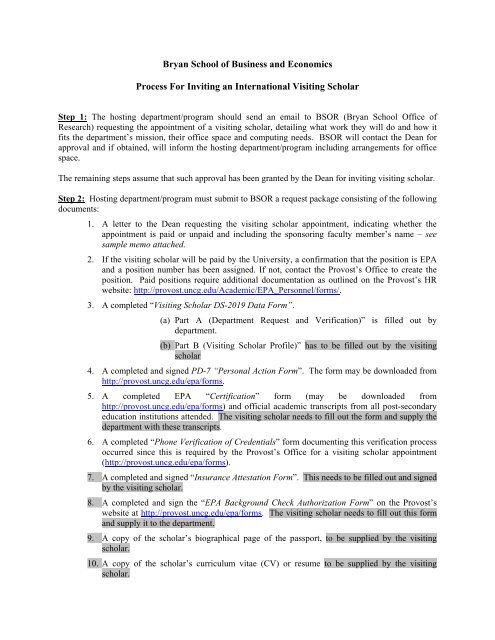 Process For Inviting an International Visiting Scholar - The University ...