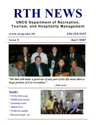 UNCG Department of Recreation, Tourism, and Hospitality ...