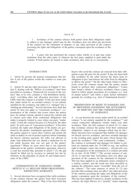 Article 81 1. Avoidance of the contract releases both parties ...