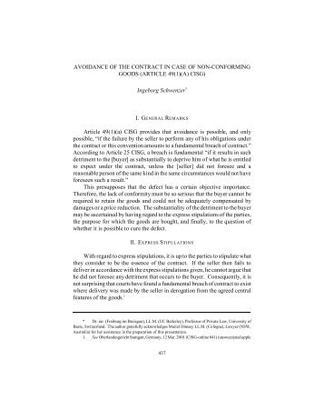 AVOIDANCE OF THE CONTRACT IN CASE OF NON ... - UNCITRAL