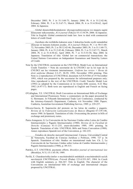 Consolidated Bibliography of recent writings related to the ... - uncitral