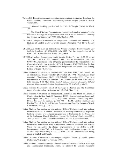 Consolidated Bibliography of recent writings related to the ... - uncitral