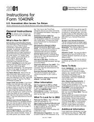 2001 Instructions for Form 1040NR - Uncle Fed's Tax*Board