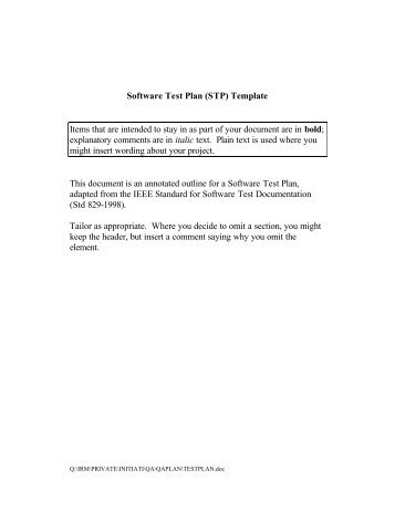 Software Test Plan (STP) Template Items that are intended to stay in ...