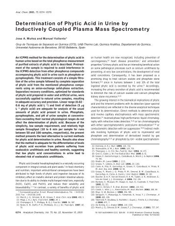 Determination of Phytic Acid in Urine by Inductively Coupled Plasma ...