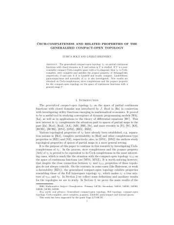 CECH-COMPLETENESS AND RELATED PROPERTIES OF THE ...