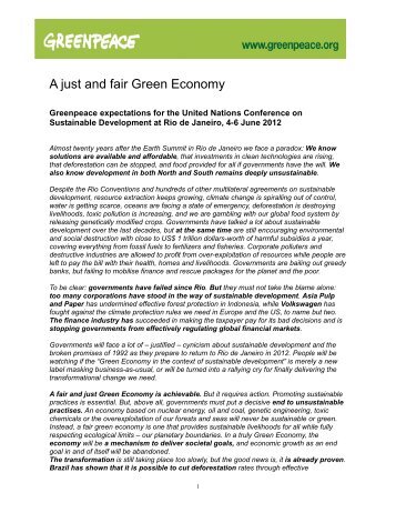 A just and fair Green Economy - Rio+20