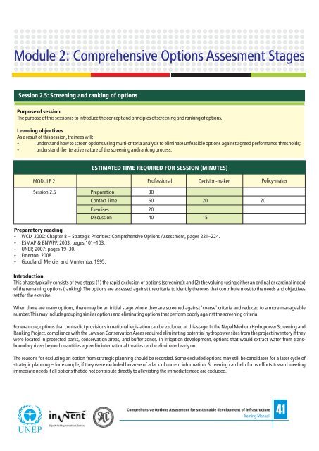 Comprehensive Option Assesment - UNEP