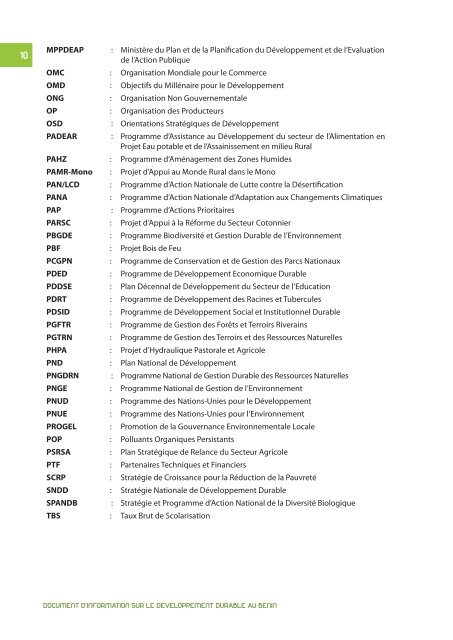 document d'information sur le developpement durable au benin