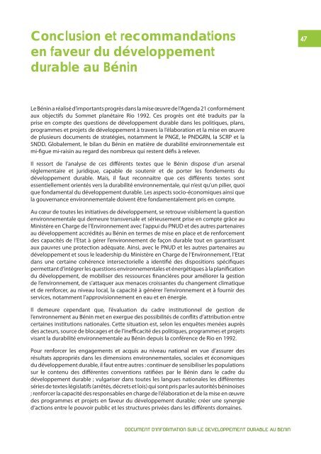 document d'information sur le developpement durable au benin