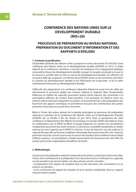 document d'information sur le developpement durable au benin