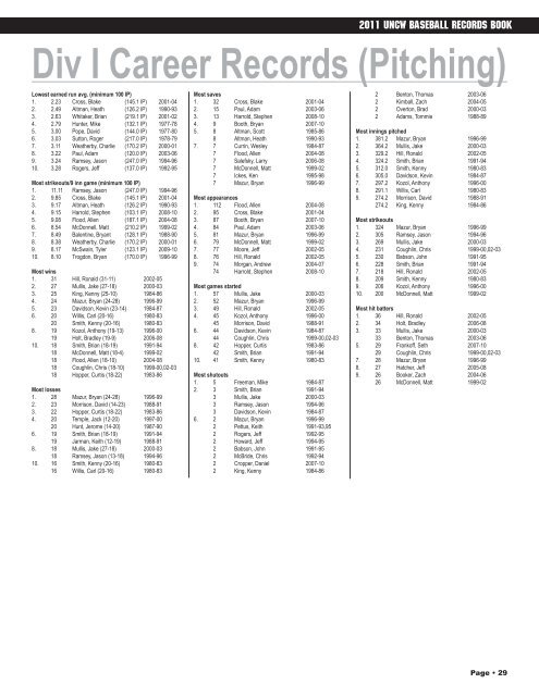 Records Book - UNC Wilmington Athletics