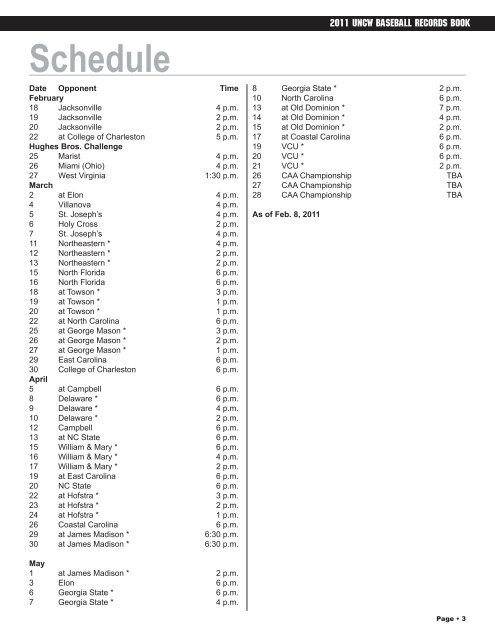 Records Book - UNC Wilmington Athletics