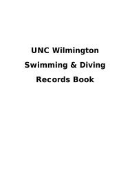 UNC Wilmington Swimming & Diving Records Book